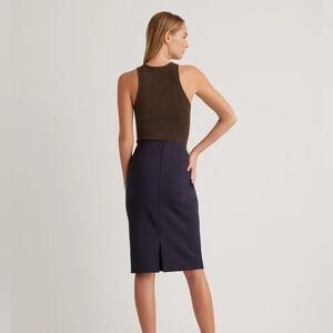 Quince Ultra-Stretch Ponte Pencil Skirt In Navy